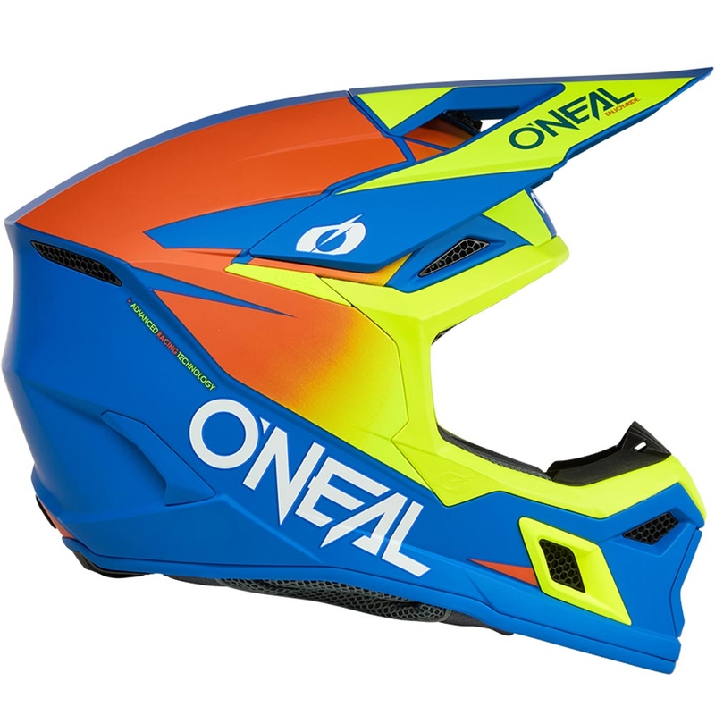 Motokros kaciga O´Neal 3SRS Solid mat plavo-fluo žuta