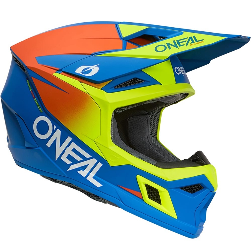 Motokros kaciga O´Neal 3SRS Solid mat plavo-fluo žuta