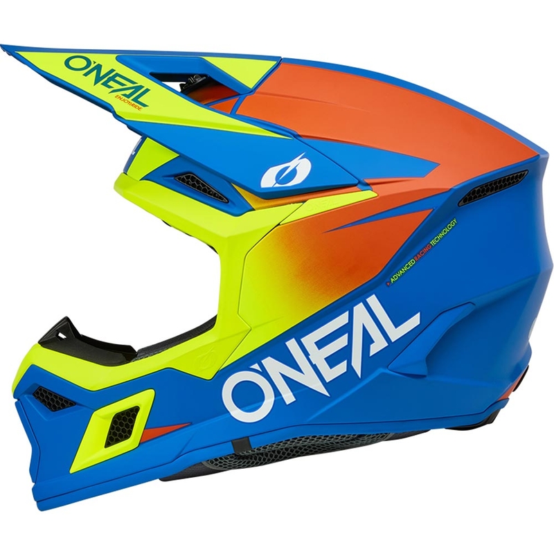 Motokros kaciga O´Neal 3SRS Solid mat plavo-fluo žuta