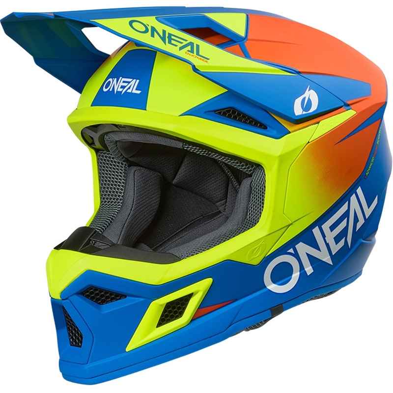 Motokros kaciga O´Neal 3SRS Solid mat plavo-fluo žuta