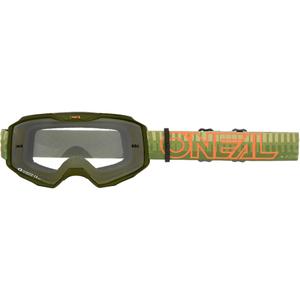 Motokros naočale O´Neal B-10 Striped zeleno-narančaste (prozirni pleksiglas)