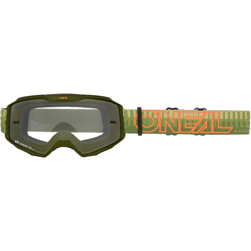 Motokros naočale O´Neal B-10 Striped zeleno-narančaste (prozirni pleksiglas)