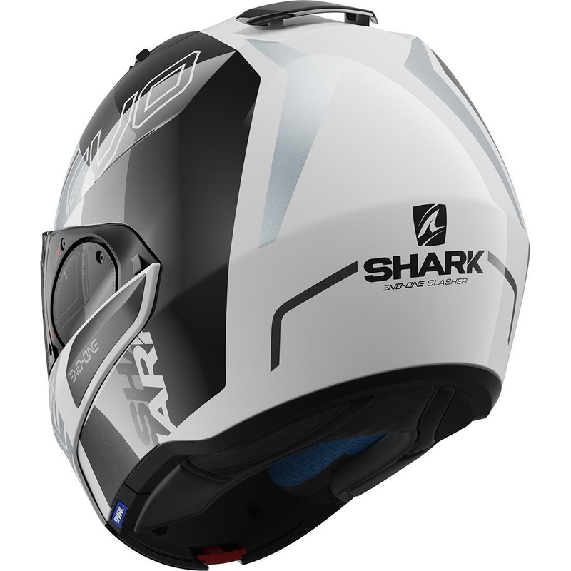 Preklopna kaciga SHARK EVO-ONE 2 Slasher crno-bijela-srebrna