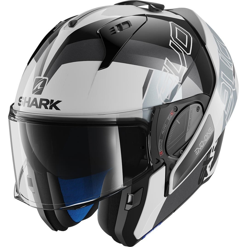 Preklopna kaciga SHARK EVO-ONE 2 Slasher crno-bijela-srebrna