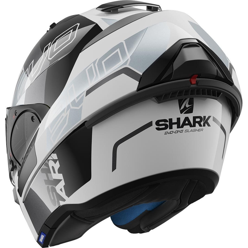 Preklopna kaciga SHARK EVO-ONE 2 Slasher crno-bijela-srebrna