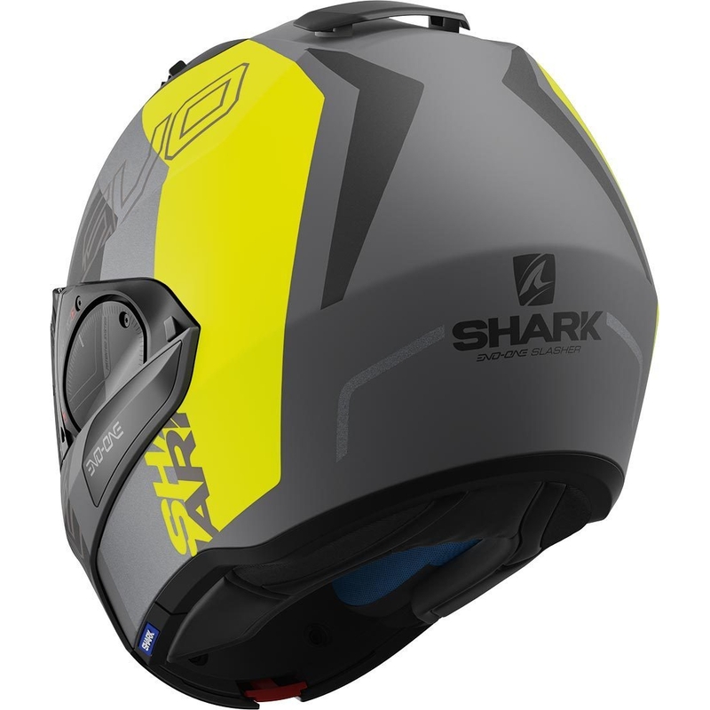 SHARK EVO-ONE 2 Slasher Mat Flip Up kaciga srebrno-crno-žuta rasprodaja