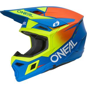 Dječja motokros kaciga O'Neal 3SRS Solid mat plavo-fluo žuta