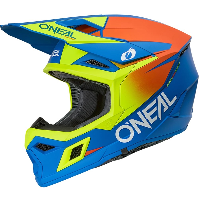Dječja motokros kaciga O'Neal 3SRS Solid mat plavo-fluo žuta