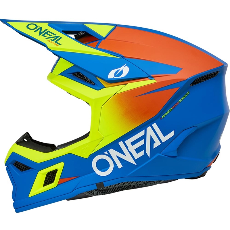 Dječja motokros kaciga O'Neal 3SRS Solid mat plavo-fluo žuta