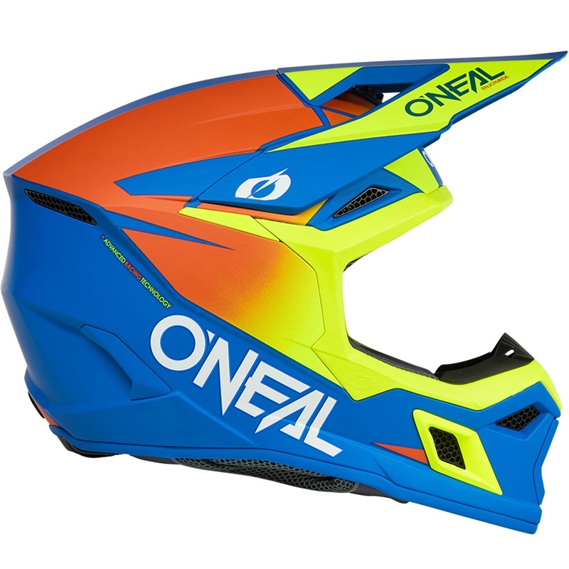 Dječja motokros kaciga O'Neal 3SRS Solid mat plavo-fluo žuta