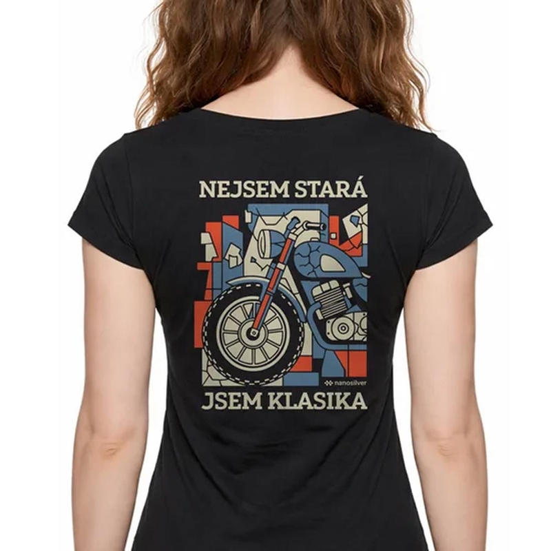 Ženska majica kratkih rukava s natpisom Nanosilver I AM A CLASSIC crna