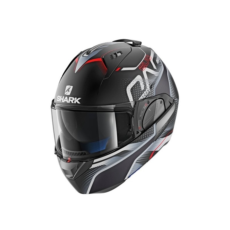 Preklopna kaciga SHARK EVO-ONE 2 Keenser Mat crna-srebrna-crvena