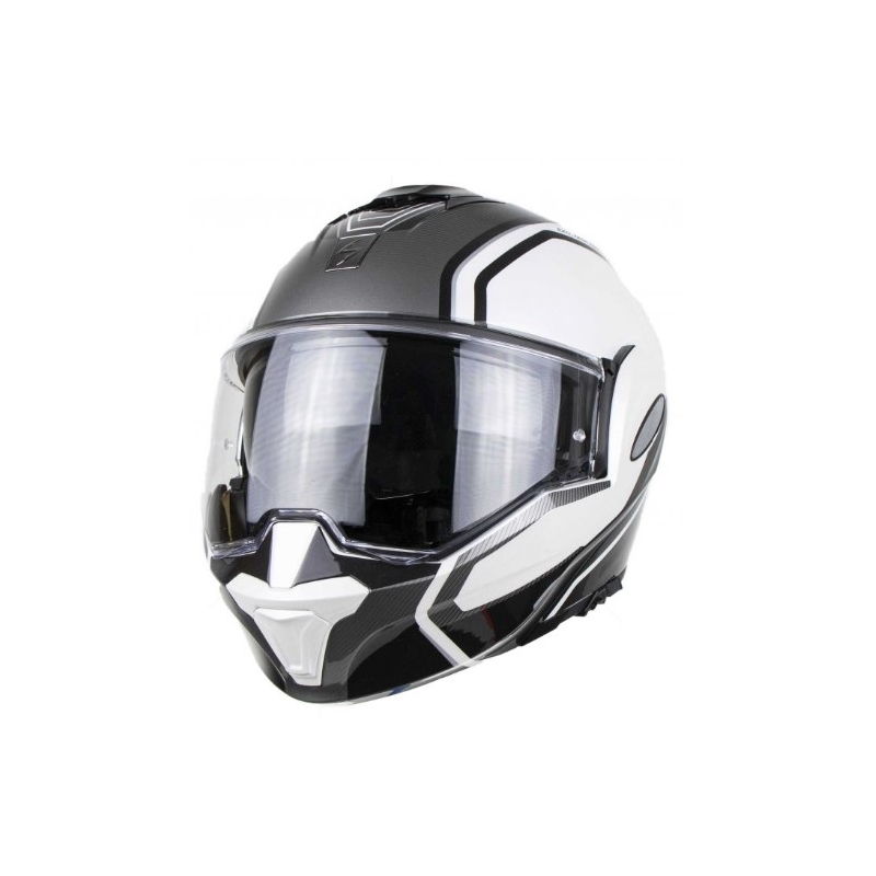 Preklopna kaciga Scorpion EXO-TECH Time-Off bijelo-srebrna