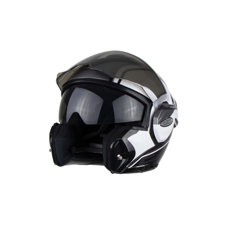 Preklopna kaciga Scorpion EXO-TECH Time-Off bijelo-srebrna