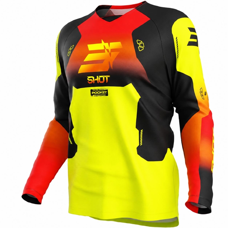 Dječji motokros dres Shot Draw Rocket fluo žute boje