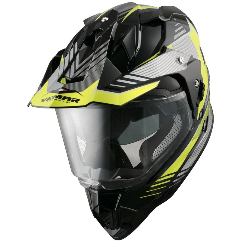 Enduro kaciga Vemar Kona Explorer crna-srebrna-fluo žuta rasprodaja