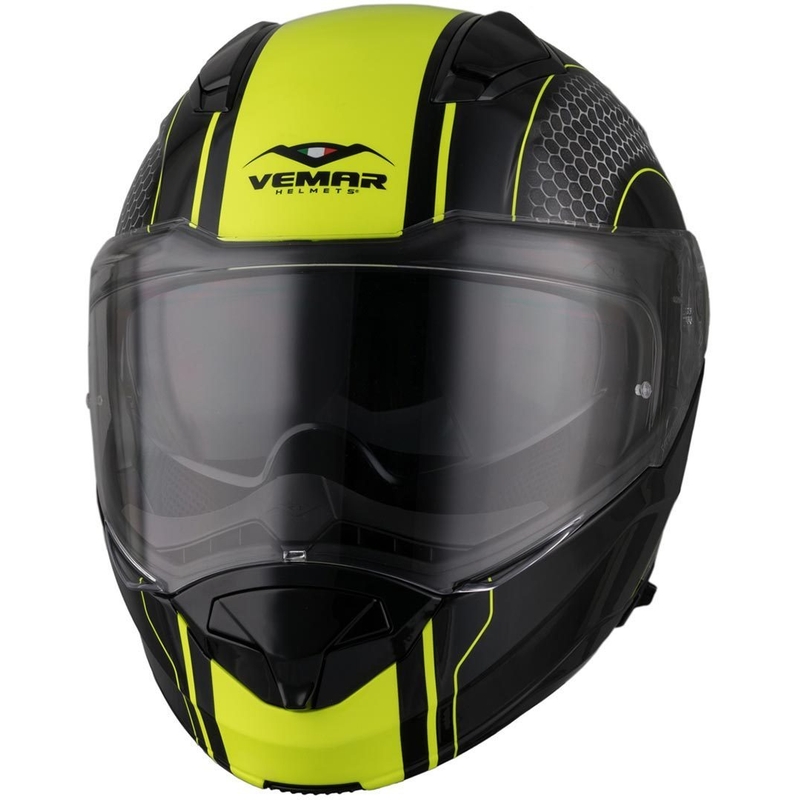 Preklopna kaciga Vemar Sharki Hive crna mat-siva-fluo žuta