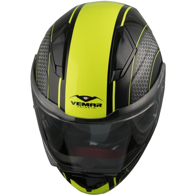 Preklopna kaciga Vemar Sharki Hive crna mat-siva-fluo žuta