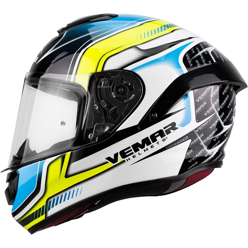 Vemar Hurricane Racing integralna kaciga crno-bijelo-žuto-plava