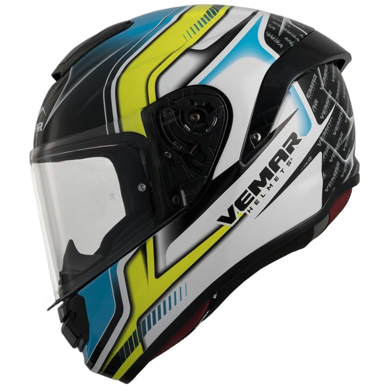 Vemar Hurricane Racing integralna kaciga crno-bijelo-žuto-plava