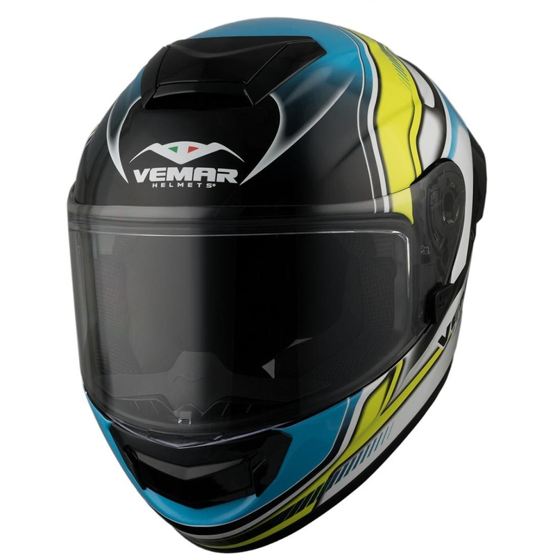 Vemar Hurricane Racing integralna kaciga crno-bijelo-žuto-plava