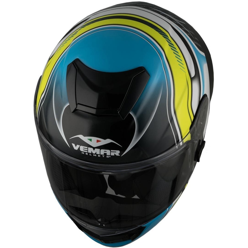 Vemar Hurricane Racing integralna kaciga crno-bijelo-žuto-plava