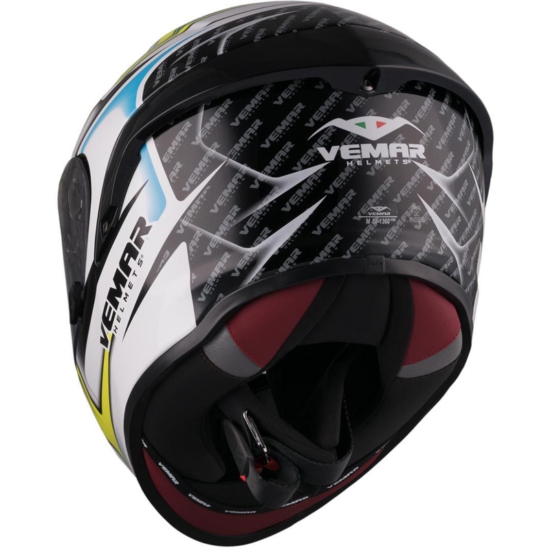 Vemar Hurricane Racing integralna kaciga crno-bijelo-žuto-plava