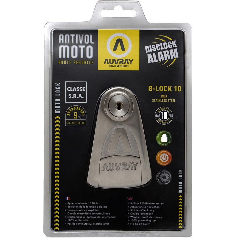 Auvray B-Lock 10 kočiona disk brava s alarmom od 120 dB, čelično srebrna