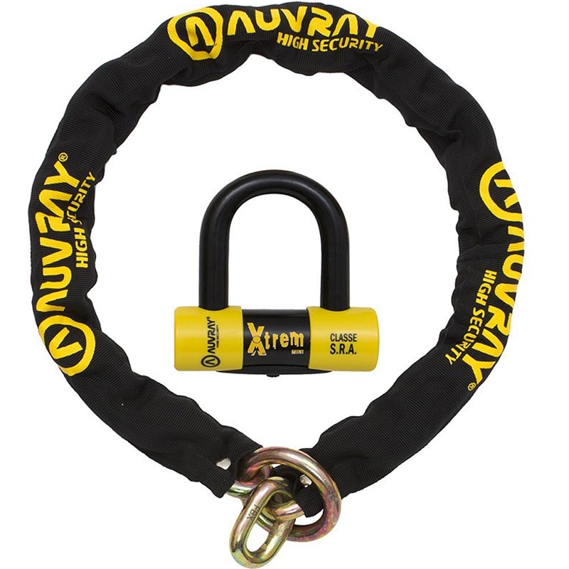 Auvray XTREM lančana brava za motocikl s XTREM Mini U bravom za kočioni disk, crna