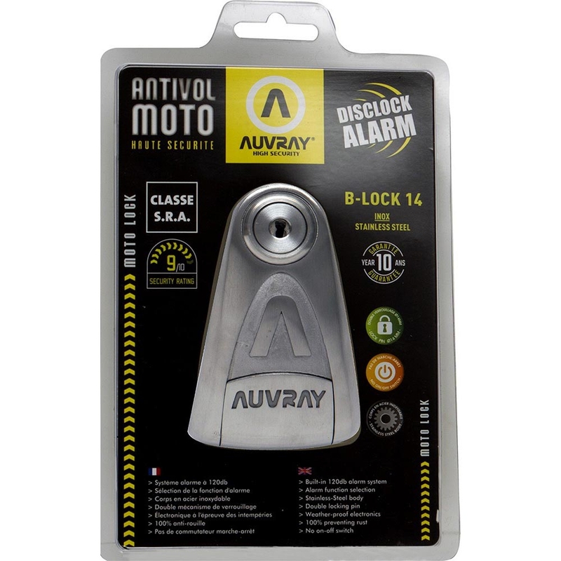 Auvray B-Lock 14 brava za disk kočnice s alarmom, čelično srebrna