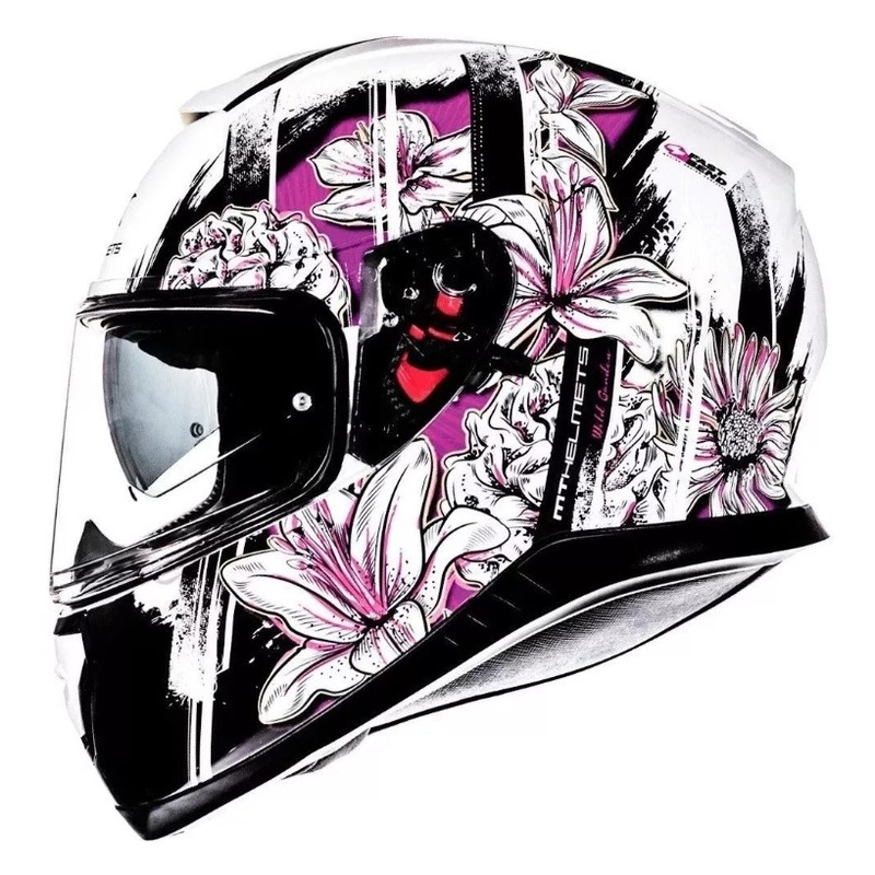 Integralna motociklistička kaciga MT Thunder 3 SV Wild Garden bijelo-ljubičasta