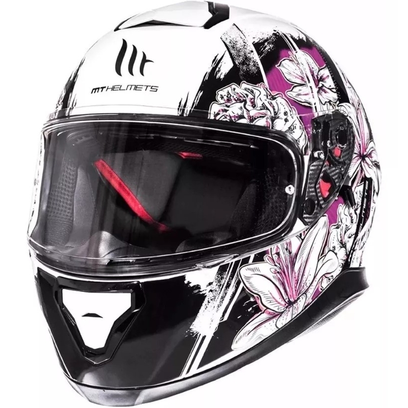Integralna motociklistička kaciga MT Thunder 3 SV Wild Garden bijelo-ljubičasta