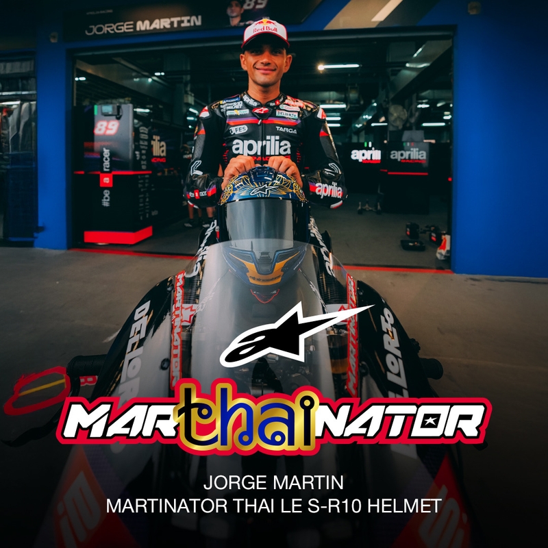 Integralna motociklistička kaciga Alpinestars Supertech R10 Marthainator limited edition JORGE MARTIN plava biserno zlatna crvena