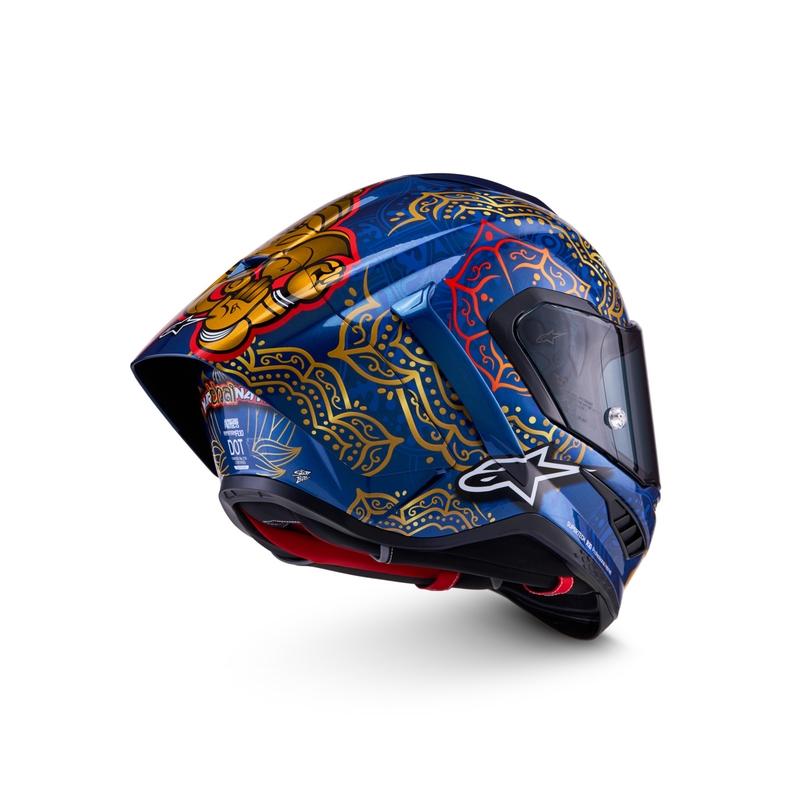 Integralna motociklistička kaciga Alpinestars Supertech R10 Marthainator limited edition JORGE MARTIN plava biserno zlatna crvena