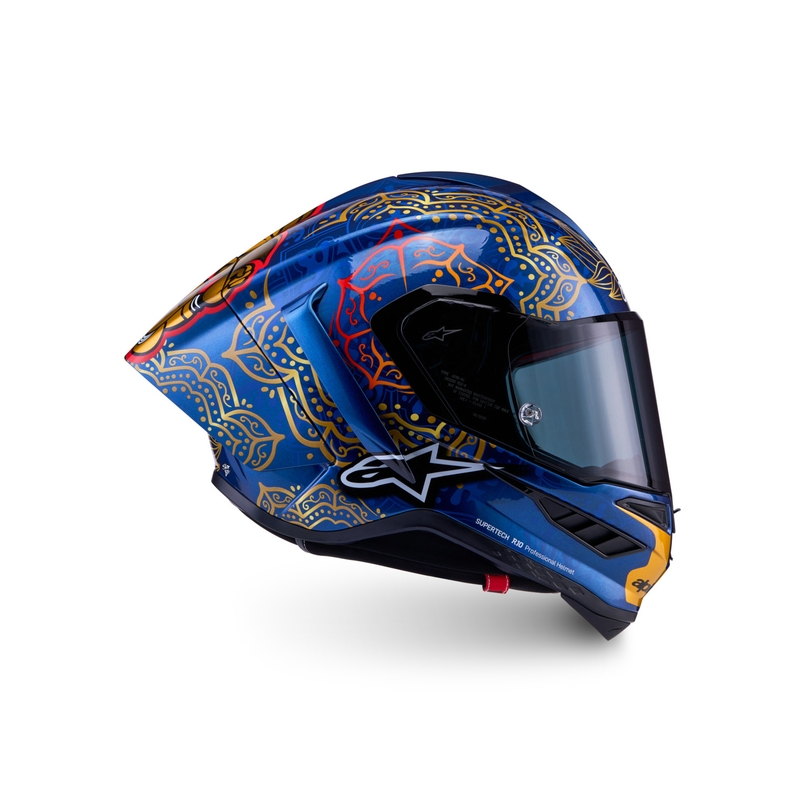 Integralna motociklistička kaciga Alpinestars Supertech R10 Marthainator limited edition JORGE MARTIN plava biserno zlatna crvena
