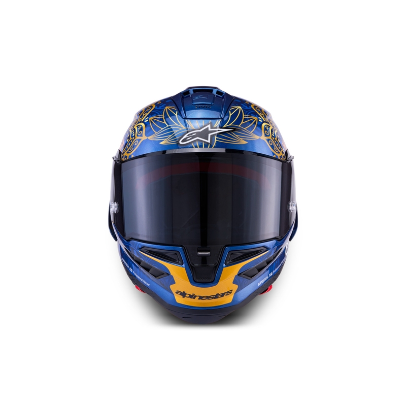 Integralna motociklistička kaciga Alpinestars Supertech R10 Marthainator limited edition JORGE MARTIN plava biserno zlatna crvena