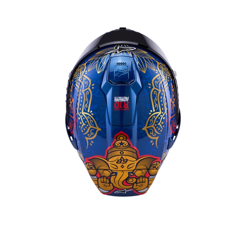 Integralna motociklistička kaciga Alpinestars Supertech R10 Marthainator limited edition JORGE MARTIN plava biserno zlatna crvena
