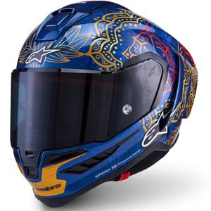 Integralna motociklistička kaciga Alpinestars Supertech R10 Marthainator limited edition JORGE MARTIN plava biserno zlatna crvena