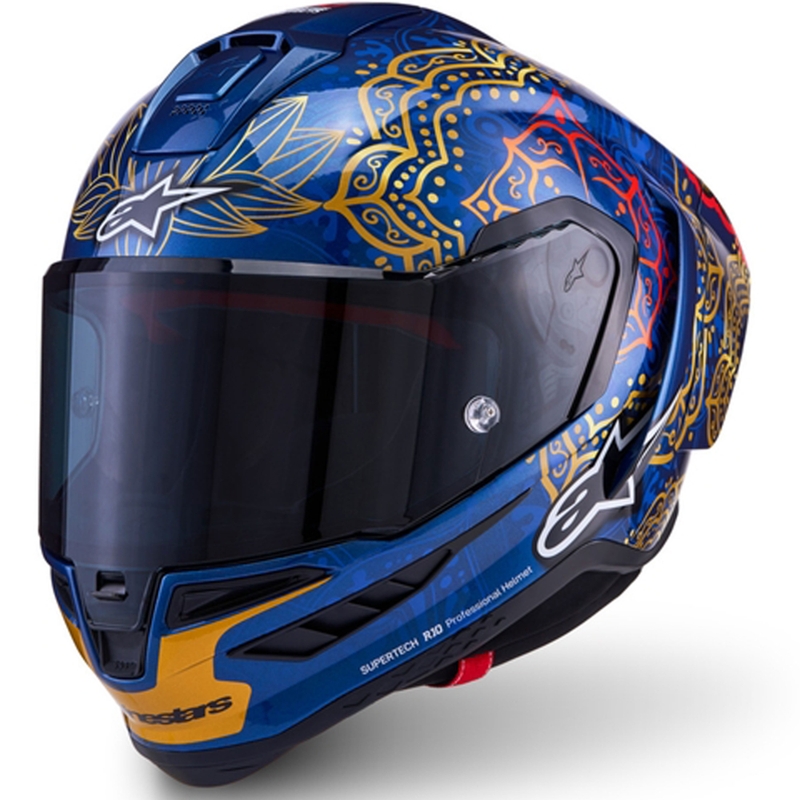 Integralna motociklistička kaciga Alpinestars Supertech R10 Marthainator limited edition JORGE MARTIN plava biserno zlatna crvena