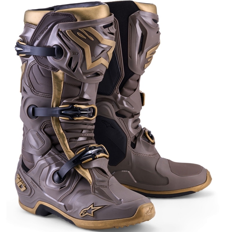 Alpinestars TECH 10 Limited Edition AIR GOLD motociklističke čizme smeđe zlatne boje
