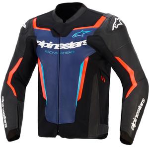 Alpinestars GP Force V2 kožna motociklistička jakna crno-plavo-fluo crvena