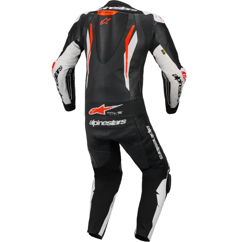Alpinestars GP TECH V5 jednodijelno kožno motociklističko odijelo crno-bijelo-fluo crveno