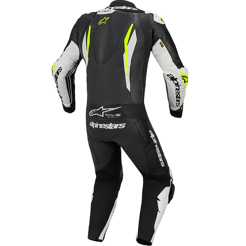 Alpinestars GP TECH V5 jednodijelno kožno motociklističko odijelo crno-bijelo-fluo žuto