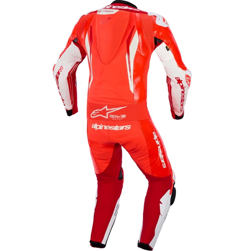 Alpinestars GP TECH V5 jednodijelno motociklističko kožno odijelo fluo crveno-crveno-bijelo
