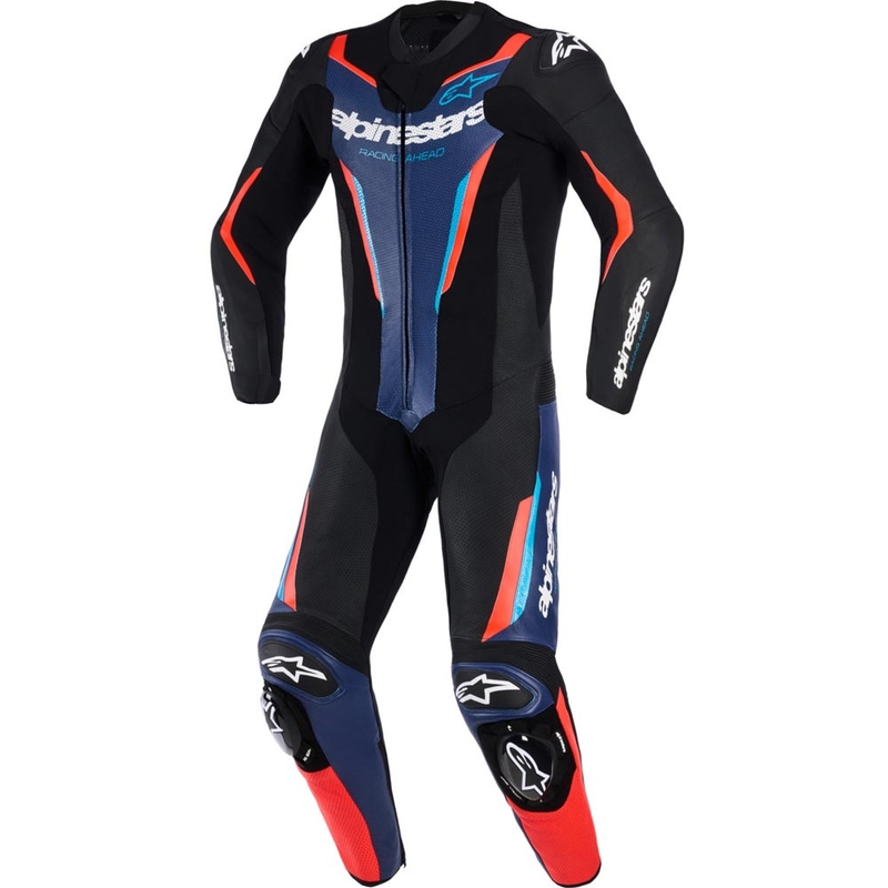 Alpinestars GP FORCE V2 jednodijelno motociklističko odijelo crno-plavo-fluo crveno