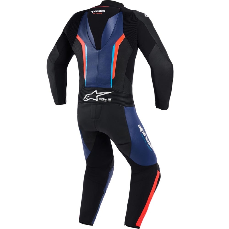 Alpinestars GP FORCE V2 jednodijelno motociklističko odijelo crno-plavo-fluo crveno