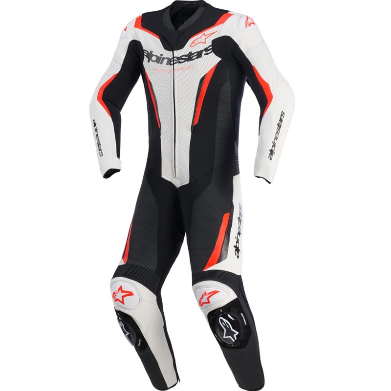 Alpinestars GP FORCE V2 jednodijelno motociklističko odijelo bijelo-crno-fluo crveno