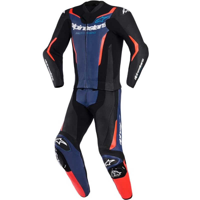 Alpinestars GP Force V2 dvodijelno motociklističko odijelo crno-plavo-fluo crveno