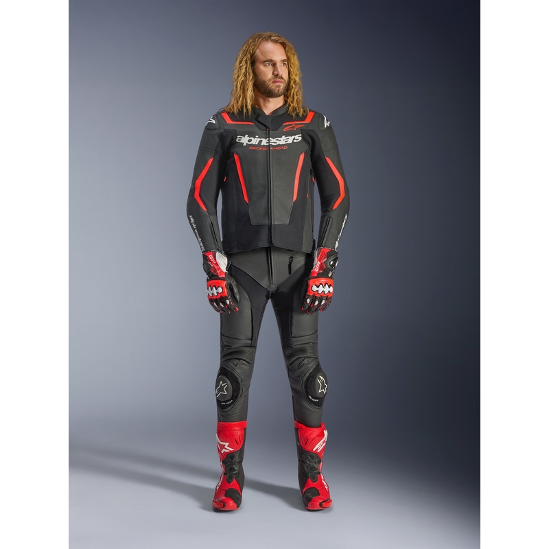 Alpinestars GP Force V2 kožna motociklistička jakna crno-fluo crveno-bijela