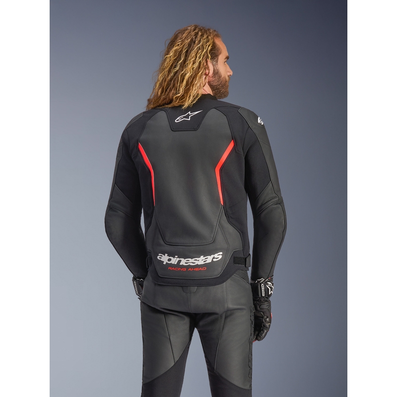 Alpinestars GP Force V2 kožna motociklistička jakna crno-fluo crveno-bijela